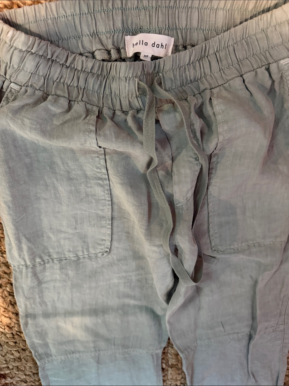 Bella Dahl Sage Green Straight-Leg Linen-Blend Pants